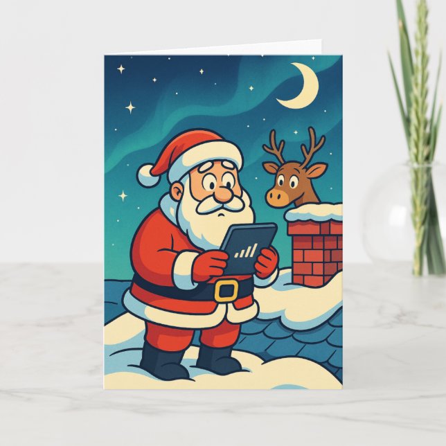 Cartes Pour Fêtes Annuelles La chasse Wi‑Fi du Père Noël (Devant)