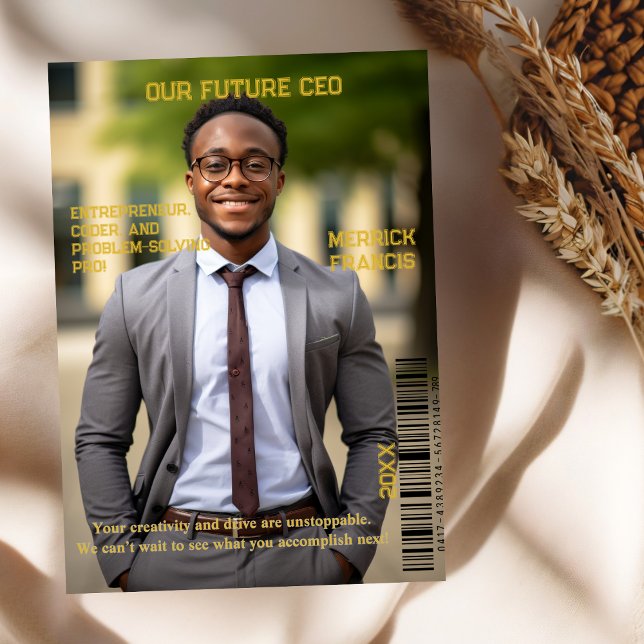 Cartes Pour Fêtes Annuelles La couverture photo du futur PDG (Our Future CEO Photo Magazine Cover Holiday Card)