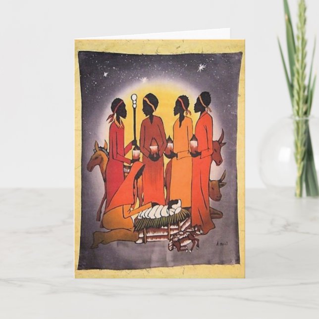 Cartes Pour Fêtes Annuelles La crèche de Noël africaine (Devant)