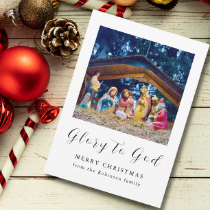 Cartes Pour Fêtes Annuelles La crèche de Noël Gloire à Dieu
