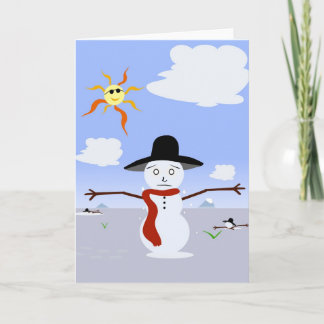 Cartes Pour Fêtes Annuelles La fonte du bonhomme de neige.
