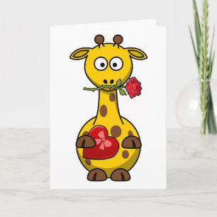 Cartes Pour Fêtes Annuelles La Girafe de Saint-Valentin avec Rose
