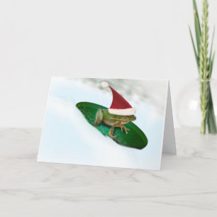 Cartes Pour Fêtes Annuelles La grenouille qui descend à travers la neige sur u