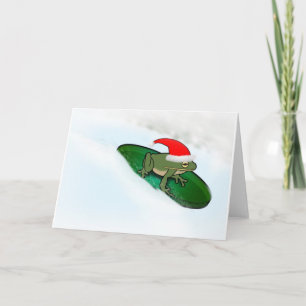 Cartes Pour Fêtes Annuelles La grenouille qui descend à travers la neige sur u