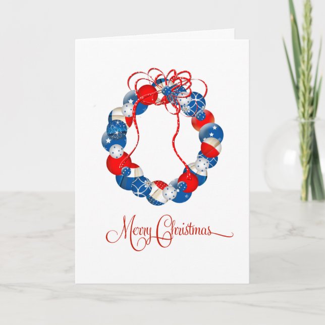 Cartes Pour Fêtes Annuelles La guirlande patriotique de Noël se tient le (Devant)