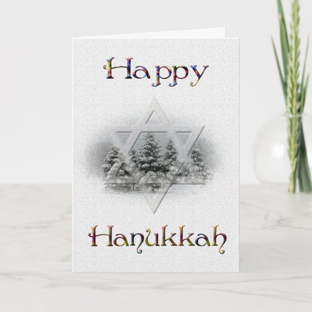 Cartes Pour Fêtes Annuelles La Hanoukka-Neige heureuse a couvert des (Devant)