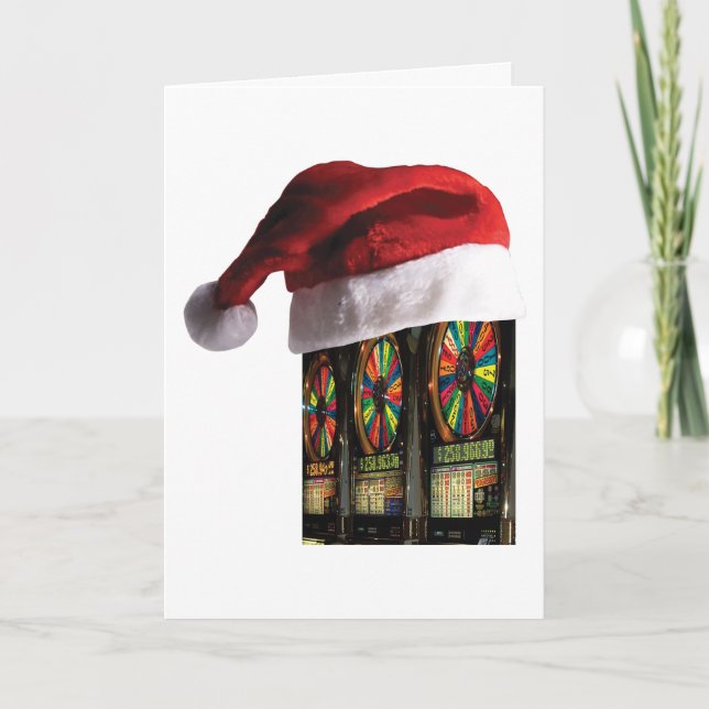 Cartes Pour Fêtes Annuelles La machine à sous de Noël Vegas (Devant)