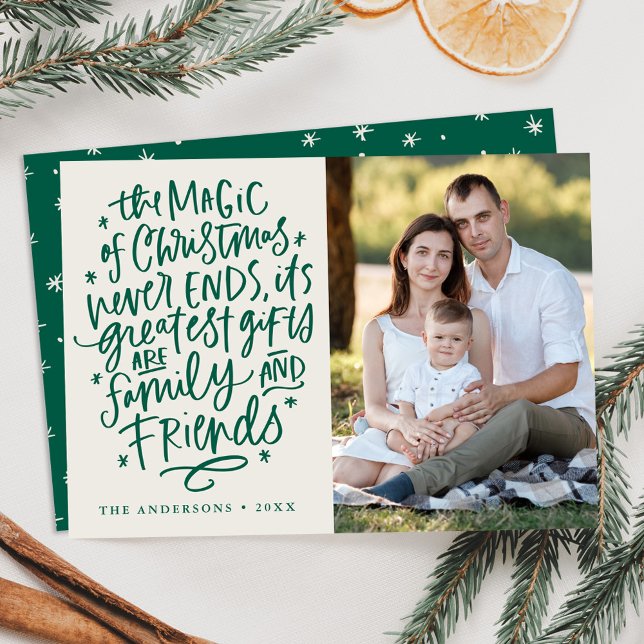 Cartes Pour Fêtes Annuelles La magie de Noël Beige et Vert Photo (Créateur téléchargé)