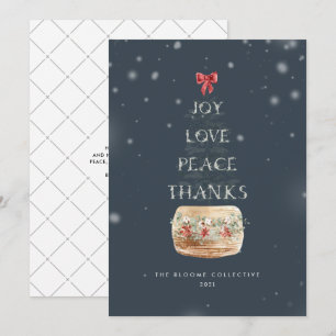 Cartes Pour Fêtes Annuelles La marine Superposition de neige argentée Typograp