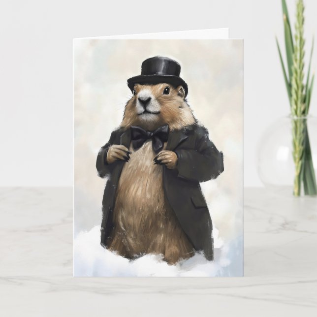 Cartes Pour Fêtes Annuelles La marmotte de fond de Gentteman est amusante (Devant)
