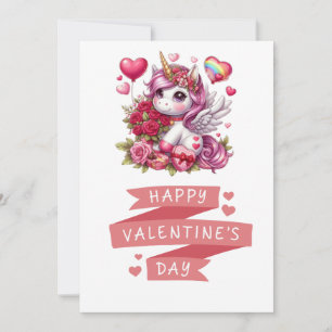 Cartes Pour Fêtes Annuelles La mignonne Saint Valentin licorne
