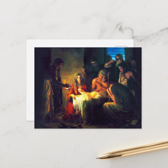Cartes Pour Fêtes Annuelles La naissance de Jésus par Carl Bloch (Devant/Arrière en situation)