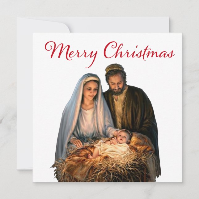 Cartes Pour Fêtes Annuelles La Nativité avec Marie, Joseph et bébé Jésus (Devant)