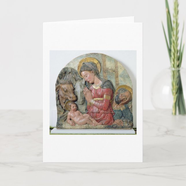 Cartes Pour Fêtes Annuelles La nativité, c.1460 (terre cuite peinte) (Devant)