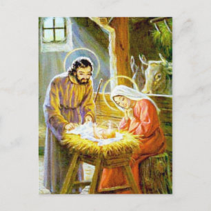 Cartes Pour Fêtes Annuelles La Nativité De Noël De Jésus Dans Le Manger