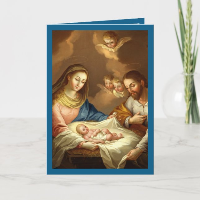 Cartes Pour Fêtes Annuelles La Navidad Nativité Salutation religieuse de Noël (Devant)