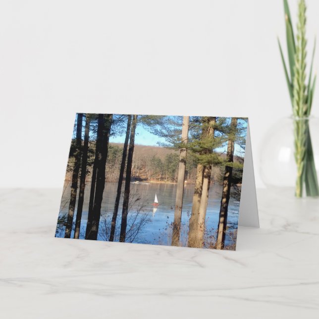 Cartes Pour Fêtes Annuelles La navigation sur glace sur le lac — (Devant)