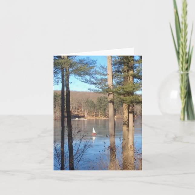 Cartes Pour Fêtes Annuelles La navigation sur glace sur le lac — (Devant)