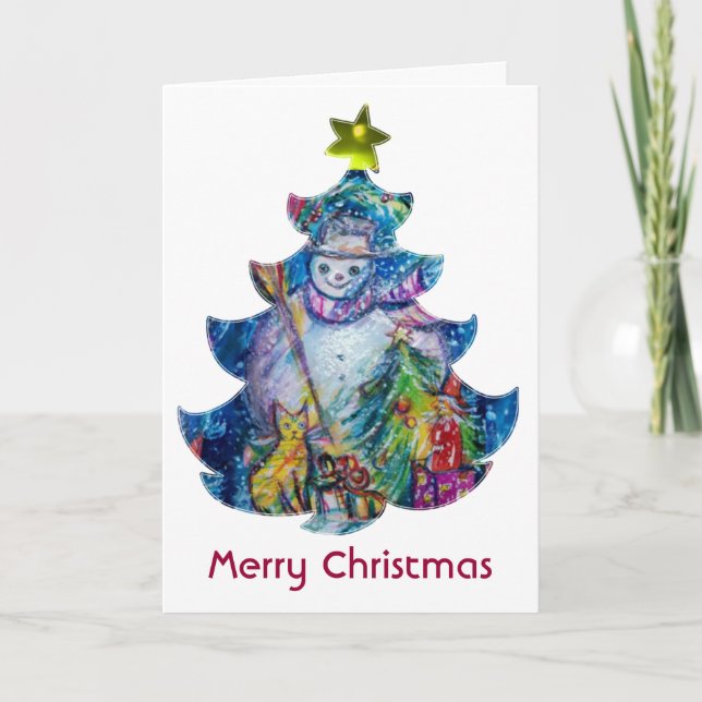 CARTES POUR FÊTES ANNUELLES LA NEIGE AVEC JOUETS ET ARBRE DE NOËL (Devant)