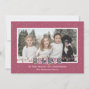 Cartes Pour Fêtes Annuelles La Neige Rose croit en la photo magique
