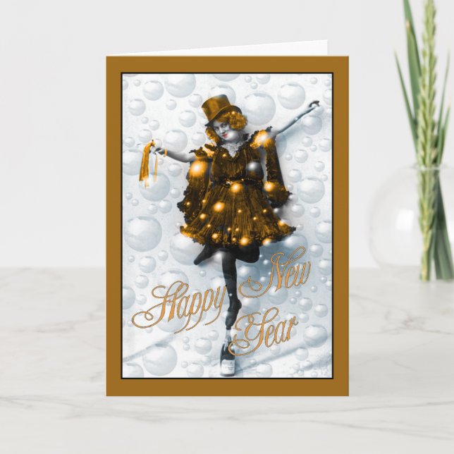 Cartes Pour Fêtes Annuelles La nouvelle année souhaite la fille de partie (Devant)