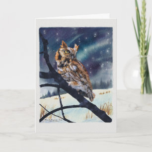Cartes Pour Fêtes Annuelles La nuit hivernale du hibou du cri