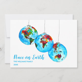 Cartes Pour Fêtes Annuelles La Paix Bleue sur Terre Aquarelle Noël
