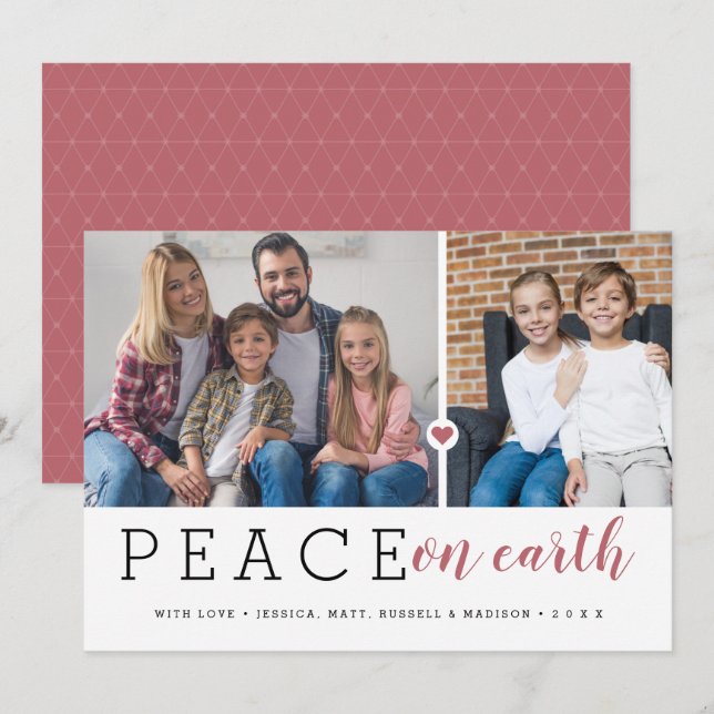 Cartes Pour Fêtes Annuelles La Paix Moderne Sur Terre 2 Photo (Devant / Derrière)