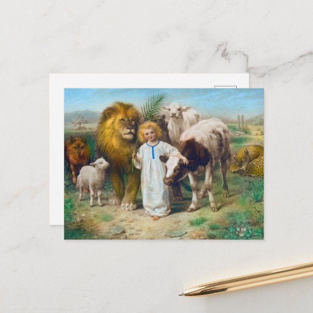 Cartes Pour Fêtes Annuelles La paix par William Strutt (Devant/Arrière en situation)