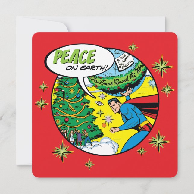 Cartes Pour Fêtes Annuelles La Paix Sur Terre De Superman (Devant)
