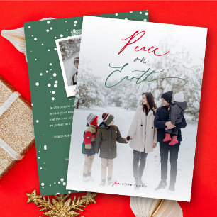 Cartes Pour Fêtes Annuelles La Paix Sur Terre Typographie Script Photo Minimal