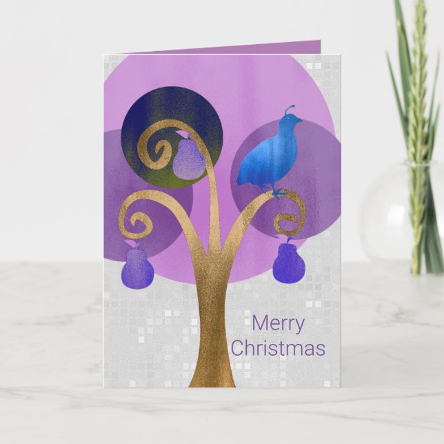 Cartes Pour Fêtes Annuelles La perdrix dans un arbre à poires Noël (Devant)