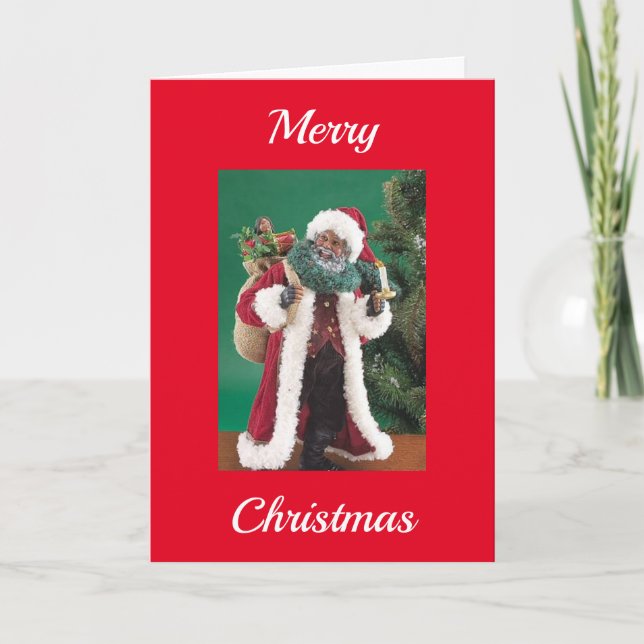 CARTES POUR FÊTES ANNUELLES LA PÈRE NOËL AFRICAINE AMÉRICAINE SOUHAITE (Devant)