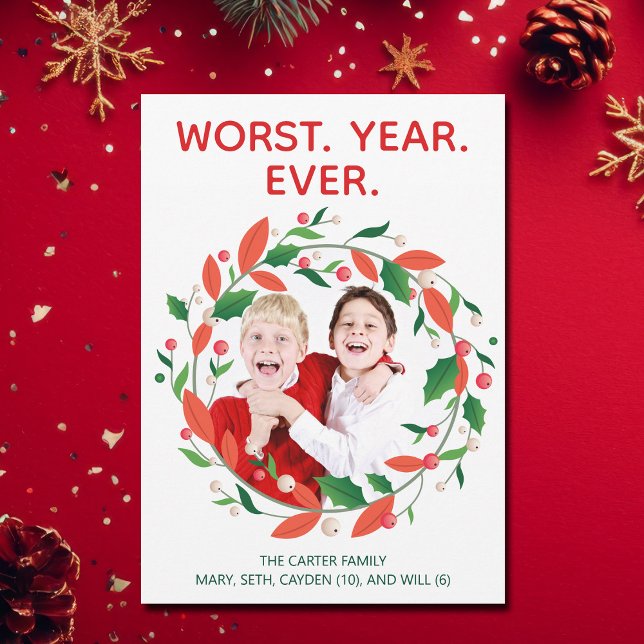 Cartes Pour Fêtes Annuelles La pire année jamais drôle Humour sombre Noël (Créateur téléchargé)