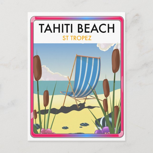 Cartes Pour Fêtes Annuelles La plage de Tahiti st tropez (Devant)