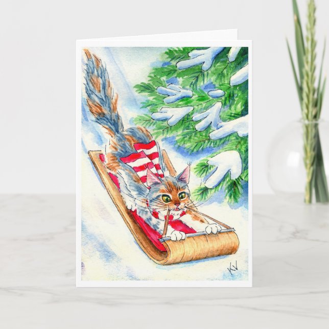 Cartes Pour Fêtes Annuelles La promenade Toboggan de Cat (Devant)