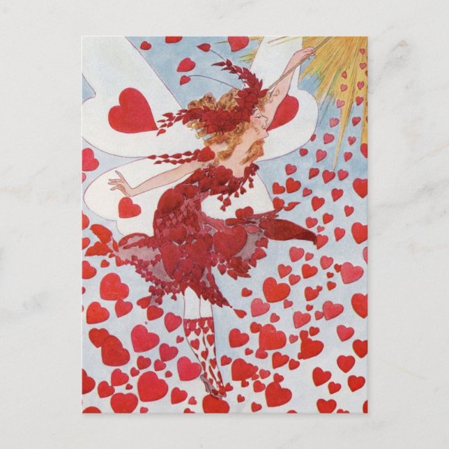 Cartes Pour Fêtes Annuelles La rétro fée de Valentine - coeurs lus romantiques (Devant)