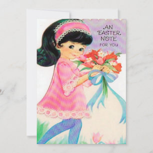 Cartes Pour Fêtes Annuelles La rétro fille vintage mignonne de Pâques ajoutent