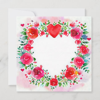 Cartes Pour Fêtes Annuelles La Saint-Valentin aquarelle Fleurs et cœur lumineu