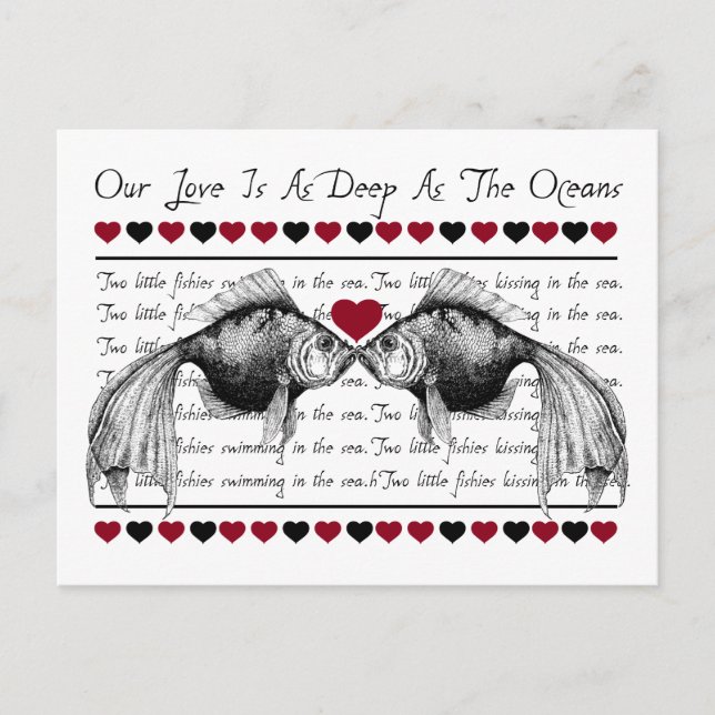 Cartes Pour Fêtes Annuelles La Saint Valentin baiser l'amour du poisson (Devant)