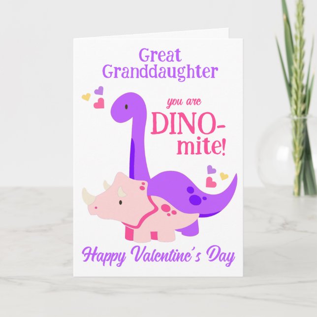 Cartes Pour Fêtes Annuelles La Saint Valentin de la Grande-Petite-Fille Dino-M (Devant)