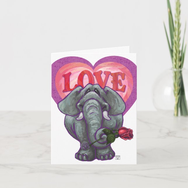 Cartes Pour Fêtes Annuelles La Saint-Valentin des éléphants (Devant)