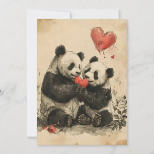 Cartes Pour Fêtes Annuelles La Saint-Valentin des pandas