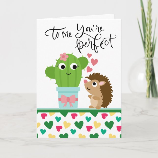 Cartes Pour Fêtes Annuelles La Saint Valentin du mignon Hérisson | Cactus Vous (Devant)