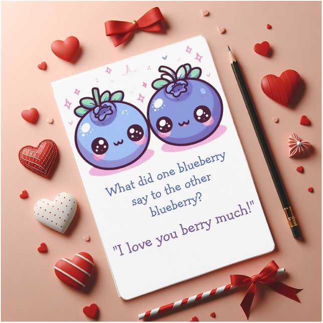 Cartes Pour Fêtes Annuelles La Saint-Valentin en classe : Fun aux bleuets ! (Class Valentine's card. A cute joke to share a smile.)