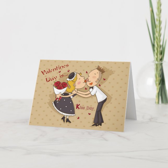 Cartes Pour Fêtes Annuelles La Saint Valentin est... Kiss Day Cute Personnalis (Devant)