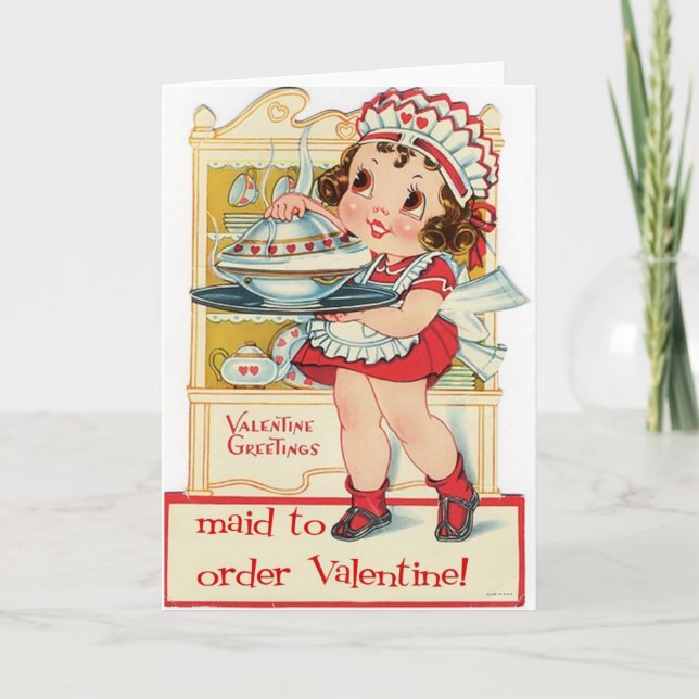 Cartes Pour Fêtes Annuelles La Saint Valentin, femme de ménage (Devant)