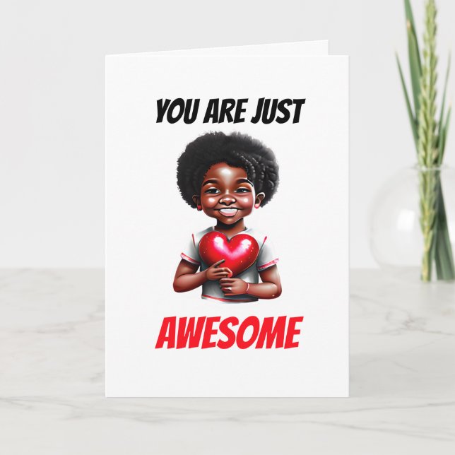Cartes Pour Fêtes Annuelles La Saint Valentin, un garçon d'Amérique africaine (Devant)