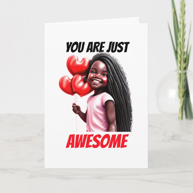 Cartes Pour Fêtes Annuelles La Saint Valentin, une fille africaine américaine (Devant)