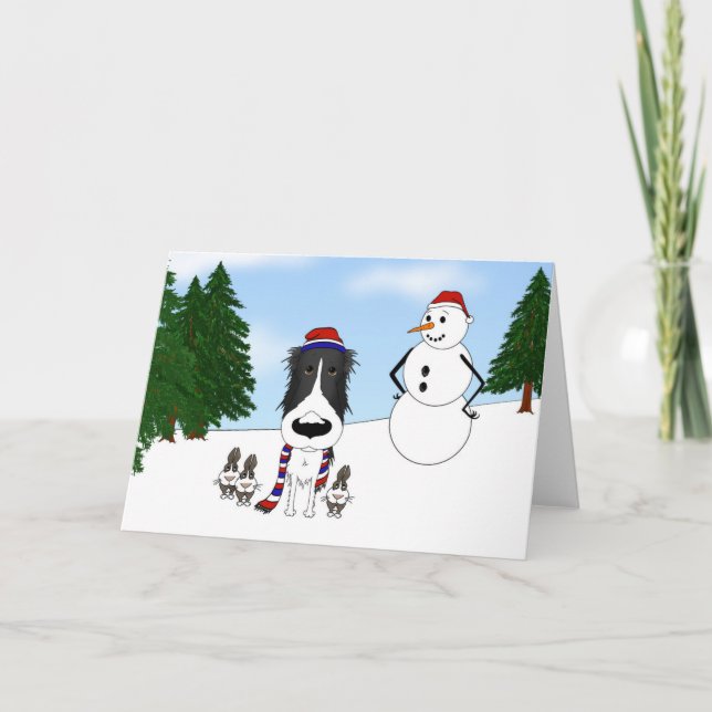 Cartes Pour Fêtes Annuelles La scène d'hiver de Borzoi (Devant)